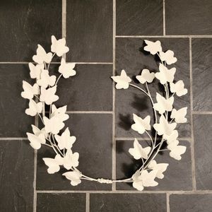 Vintage MCM White Washed Ivy Leaves Brass Wall Decor / Hanging / Sculpture